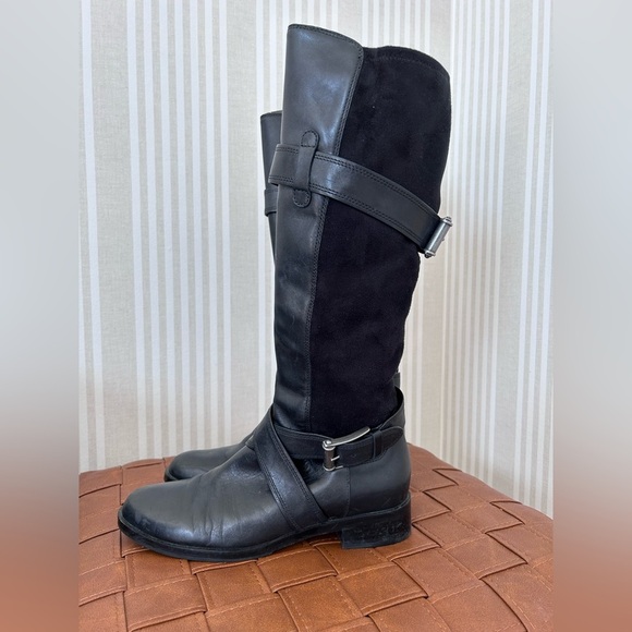 Cole Haan Nike Air Whitley Bukle Boots Moto Women’s Size 8.5 Knee High Black - Picture 5 of 11